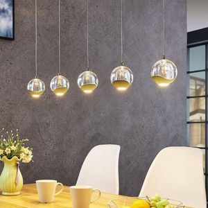 Lucande - hanglamp - 5lichts - Glas, metaal - helder, goud - Inclusief lichtbronnen