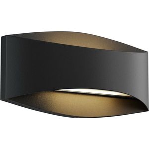 Lindby - LED wandlamp buiten - 2 lichts - aluminium, glas - H: 12.7 cm - zwart - Inclusief lichtbronnen