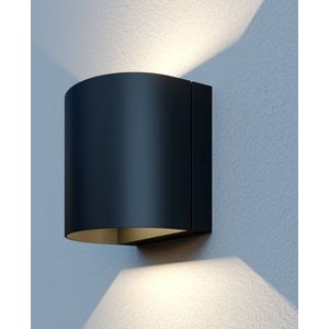 Lindby - LED wandlamp buiten - 2 lichts - aluminium, glas - H: 12 cm - zwart - Inclusief lichtbronnen