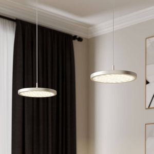 Quitani LED hanglamp Gion, 2-lamps, nikkel/eiken