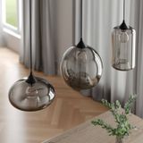 Lindby hanglamp Marla, 3-lamps, glas, rookgrijs, E27