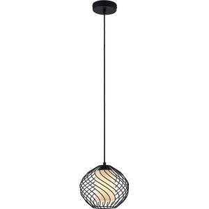 Lindby - hanglamp - 1licht - staal, glas - H: 21 cm - E27 - zwart, wit