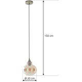 Lindby - hanglamp - 1licht - glas, metaal - H: 19.5 cm - E27 - amber, oudmessing