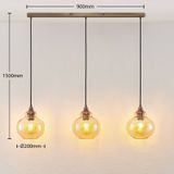 Lindby - Tymoni Hanglamp Amber - Hout en Glazen Schermen