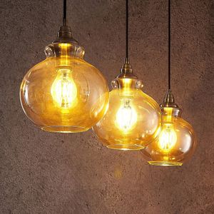 Lindby - Tymoni Hanglamp Amber/Wood Lindby