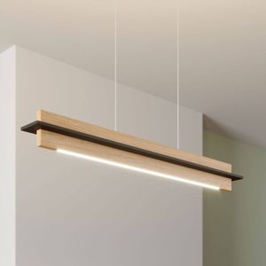 quitani Rothfels LED hanglamp Lexa, eiken/zwart, lengte 78 cm