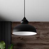 Lindby - hanglamp - 1licht - metaal - H: 19 cm - E27 - mat zwart, wit