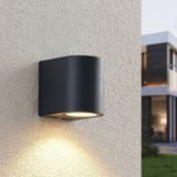 ELC - LED wandlamp buiten - 1licht - drukgegoten aluminium - H: 8.1 cm - GU10 - donkergrijs - Inclusief lichtbron