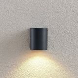 ELC - LED wandlamp buiten - 1licht - drukgegoten aluminium - H: 8.1 cm - GU10 - donkergrijs - Inclusief lichtbron