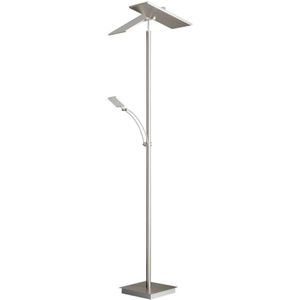 Lucande LED vloerlamp Parthena, nikkel, metaal, 180 cm