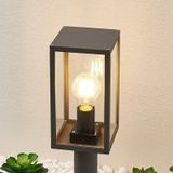 Lindby - Sokkellamp - 1licht - aluminium, glas - H: 50 cm - E27 - donkergrijs, helder