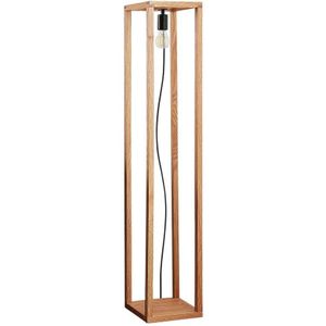 Lucande - vloerlamp - 1licht - Metaal, eikenhout - H: 130 cm - E27 - mat zwart, licht eiken