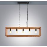 Lucande - hanglamp - 5 lichts - Metaal, eikenhout - H: 30 cm - E27 - mat zwart, licht eiken