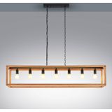Lucande - hanglamp - 7 lichts - Metaal, eikenhout - H: 30 cm - E27 - mat zwart, licht eiken