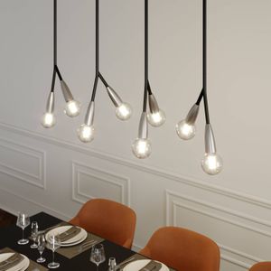 Lucande - hanglamp - 8 lichts - metaal, aluminium - E27 - zwart, messing