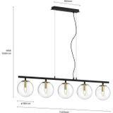 Lucande - hanglamp - 5 lichts - glas, metaal - E14 - helder, zwart, messing