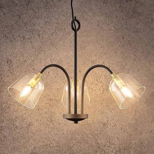 Lucande Anjita hanglamp, glazen kappen, 3-lamps