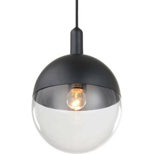 Lucande - hanglamp - 1licht - glas, metaal - H: 27.5 cm - E27 - helder, zwart