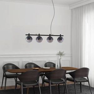Lucande - hanglamp - 4 lichts - glas, metaal - E27 - helder, zwart