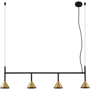 Lucande - hanglamp - 4 lichts - ijzer - H: 28 cm - GU10 - mat zwart, messing geborsteld