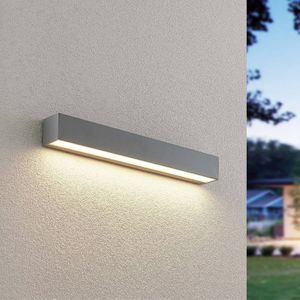 Lucande LED buitenwandlamp Lengo, 50 cm, zilver, 1-lamp, aluminium