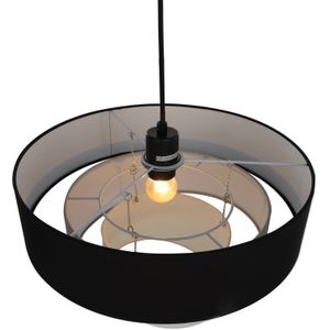 Lindby - Hanglamp - 1licht - stof, metaal - E27 - zwart, grijs, wit