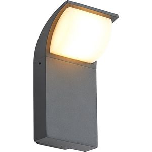 Lucande - LED Wandlamp Buiten - 1licht - Aluminiu - Polycarbonaat - H: 20 cm - Antracie - Wit