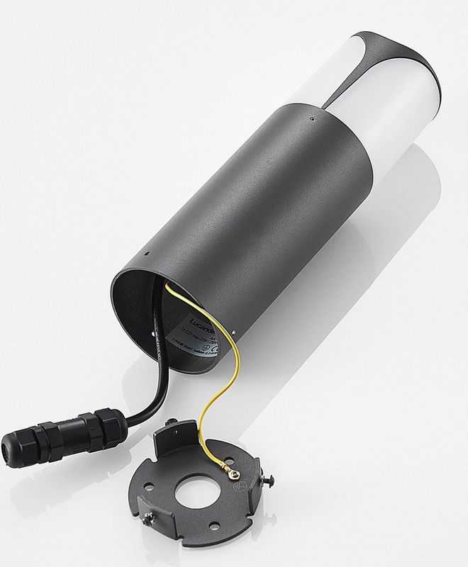 Lucande Sockelleuchte Paikea, dimmbar, Leuchtmittel nicht inklusive, Modern, Aluminium, Polycarbonat, anthrazit, weiß, 1 flammig, E27