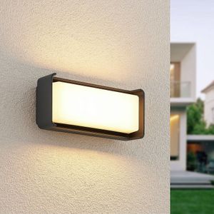 Lucande - LED wandlamp buiten - 1licht - aluminium, polycarbonaat - H: 9.6 cm - antraciet, wit - Inclusief lichtbron