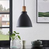 Lindby hanglamp Trebale, E27, Ø 28 cm, zwart, hout