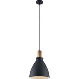 Lindby hanglamp Trebale, E27, Ø 28 cm, zwart, hout