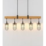 Lindby Serima hanglamp hout met 5 kooikappen