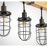 Lindby Serima hanglamp hout met 5 kooikappen