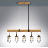 Lindby Serima hanglamp hout met 5 kooikappen