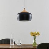 Lindby - hanglamp - 1licht - metaal, hout - H: 25.5 cm - E27 - zwart, licht hout