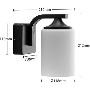 Lindby - Wandlamp buiten - 1licht - aluminium, glas - H: 21.2 cm - E27 - donkergrijs