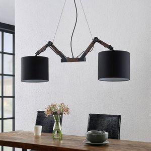 Lindby - Hanglamp - 2lichts - metaal, hout - E27 - zwart, hout