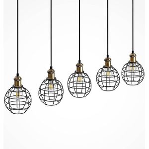 Lindby - hanglamp - 5 lichts - ijzer - E27 - zwart