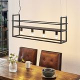 Lindby Hanglamp Grisela - Zwart - Metalen Hanglamp met Plankfunctie - 120 cm