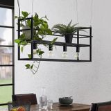 Lindby Hanglamp Grisela - Zwart - Metalen Hanglamp met Plankfunctie - 120 cm