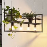 Lindby Hanglamp Grisela - Zwart - Metalen Hanglamp met Plankfunctie - 120 cm
