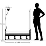 Lindby Hanglamp Grisela - Zwart - Metalen Hanglamp met Plankfunctie - 120 cm