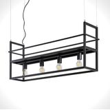 Lindby Hanglamp Grisela - Zwart - Metalen Hanglamp met Plankfunctie - 120 cm