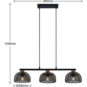 Lindby Louk hanglamp, 3-lamps, zwart