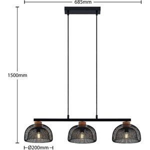 Lindby - hanglamp - 3 lichts - metaal, kurk - E14 - zwart, kurk
