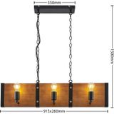 Lindby - Hanglamp - 6 lichts - pijnboomhout, metaal - H: 20.5 cm - E27 - licht hout, zwart