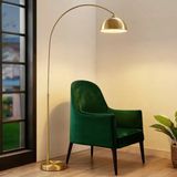 Lindby booglamp 1licht ijzer H: 183 E27 mat messing