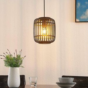 Lindby Canyana hanglamp, zwart, rotan, Ø 22 cm