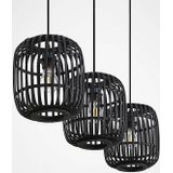 Lindby - Hanglamp - 3 lichts - hout, metaal - H: 25 cm - E27 - zwart