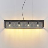 Lindby Adoney hanglamp, staal, zwart, 4-lamps